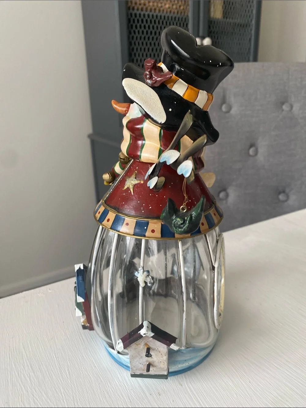 Festive Snowman Glass Lantern - Multicolor Holiday Decor